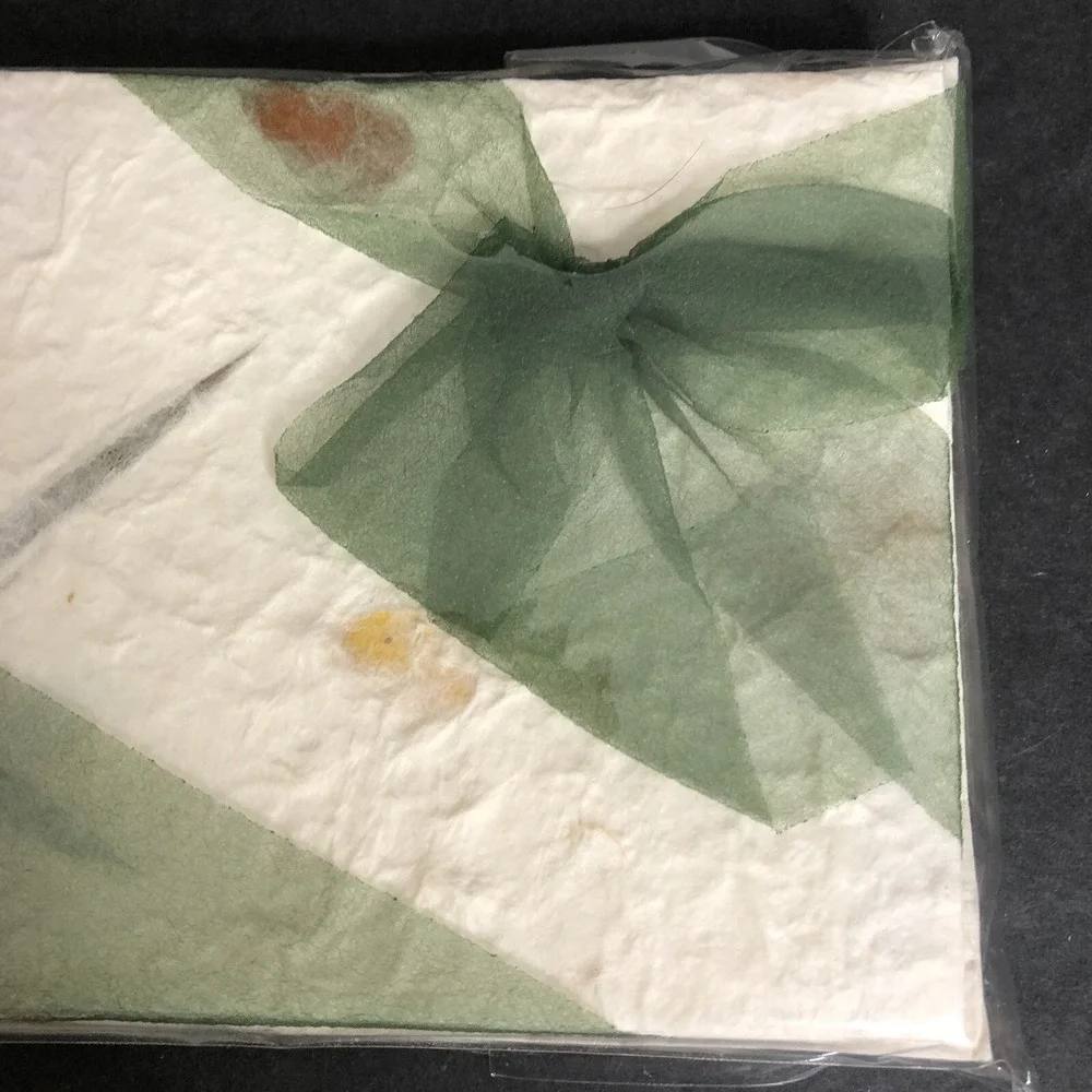 Handmade Stationary 5 Floral Paper Cards & 5 Envelopes Off-White Speckled NEW